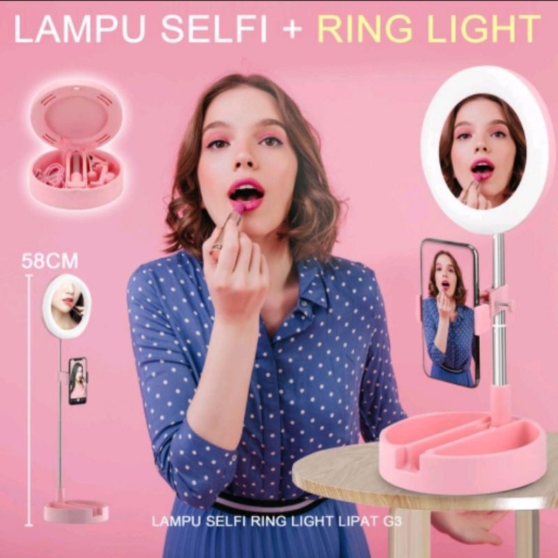 KACA LIPAT MAKE UP/TRIPOD SELIFIE LAMPU LED-