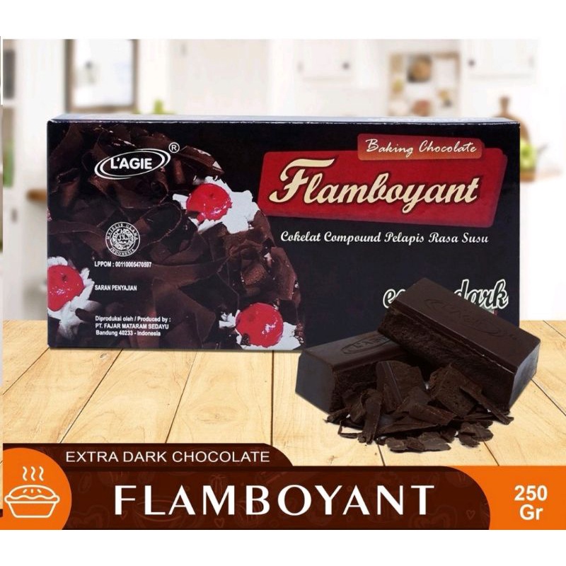 

Dark Cooking Coklat compound Extra Dark Lagie Flamboyant kemasan 250g