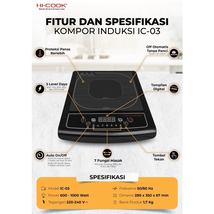 HI-Cook Induction Cooker IC-03 Kompor Induksi IC 03