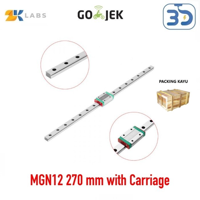 ZKLabs MGN12 Linear Rail 270 mm dengan MGN12H Carriage