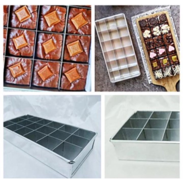 Loyang Sekat Aluminium / Loyang Bolu Sekat / Loyang Brownies Sekat Murah ukuran ( 20/22/24 x 10 x 4cm )