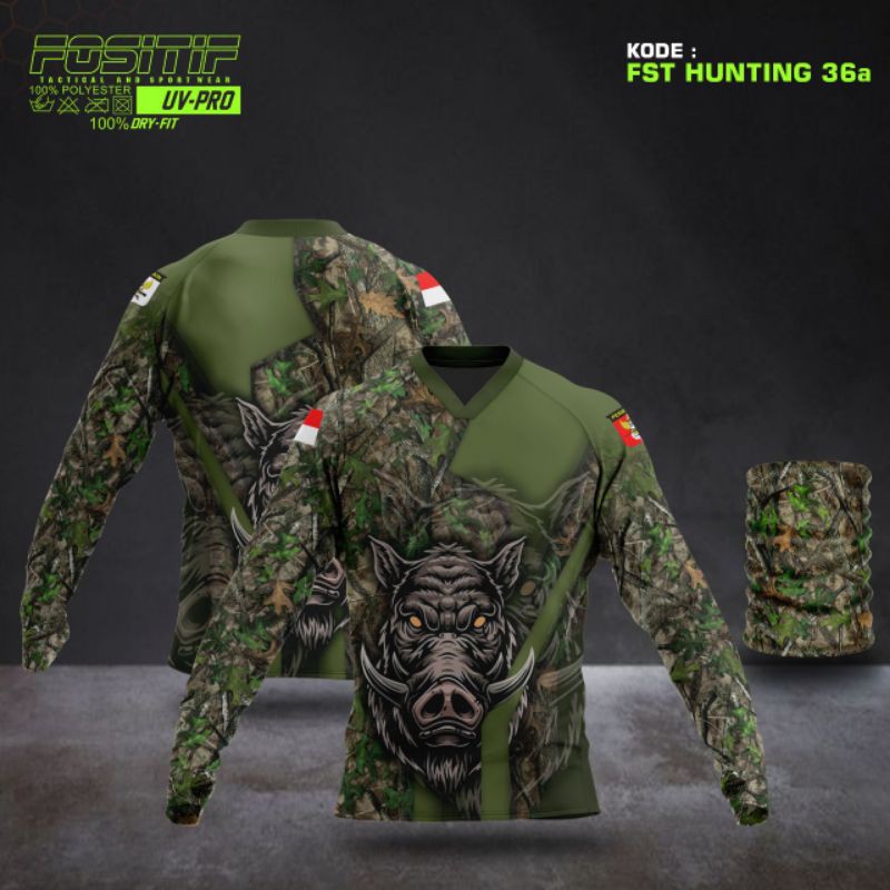 Jersey berburu camo boar bahan dryfit puma