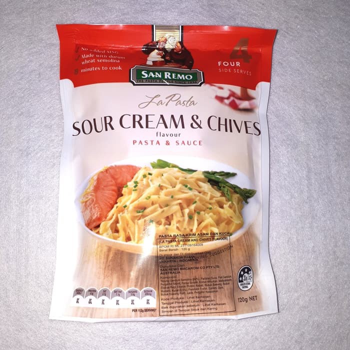 San Remo La Pasta Sour Cream &amp; Chives Flavour Pasta &amp; Sauce 120gr