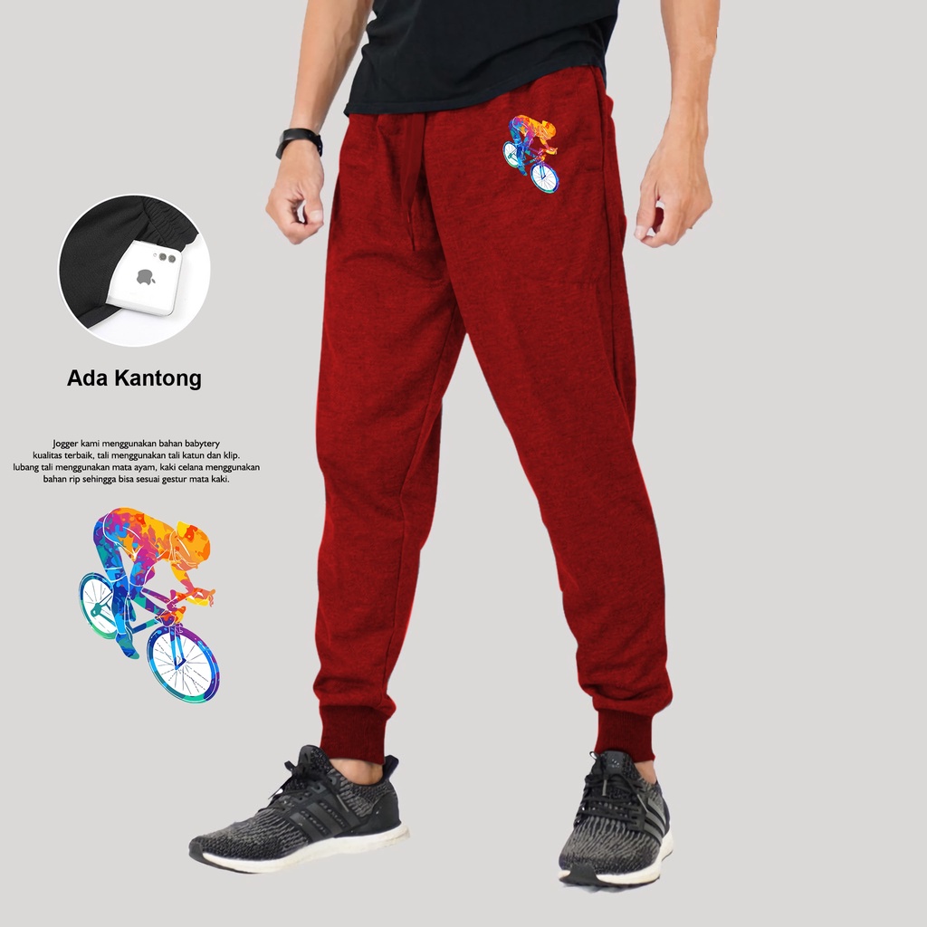 Lilipop.id Celana Joger Pria Gowes Sepeda Training Jogger Olahraga Pants Yoga Gym