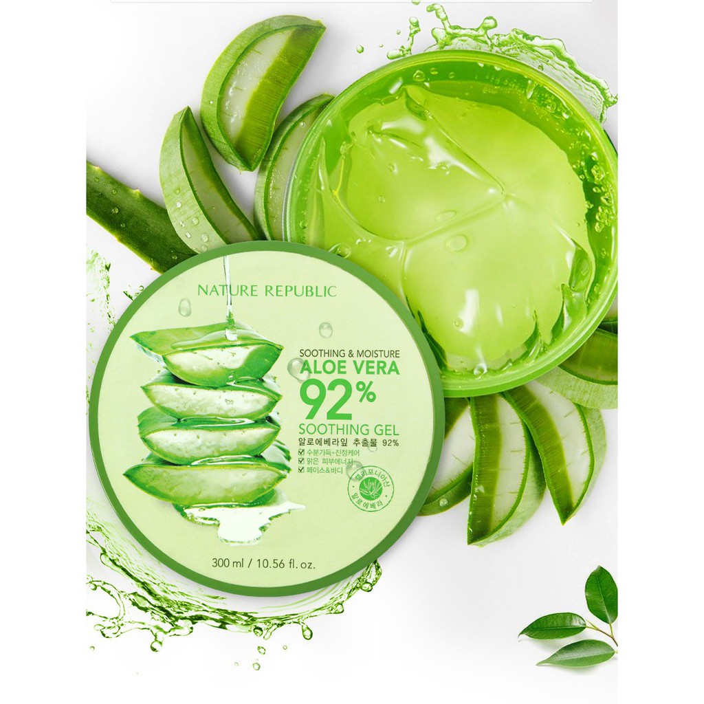 [ MELAYANI COD ] FREE 2 PCS MASKER ROREC NATURE REPUBLIC Aloe Vera 92% Soothing Gel 300ml (JAR)