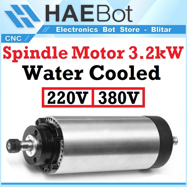 [HAEBOT] Spindle Motor 3.2KW 220V 380V ER20 Water Cooled 3200W CNC 24000 rpm DIY Torsi Tinggi Kuat High Speed Power