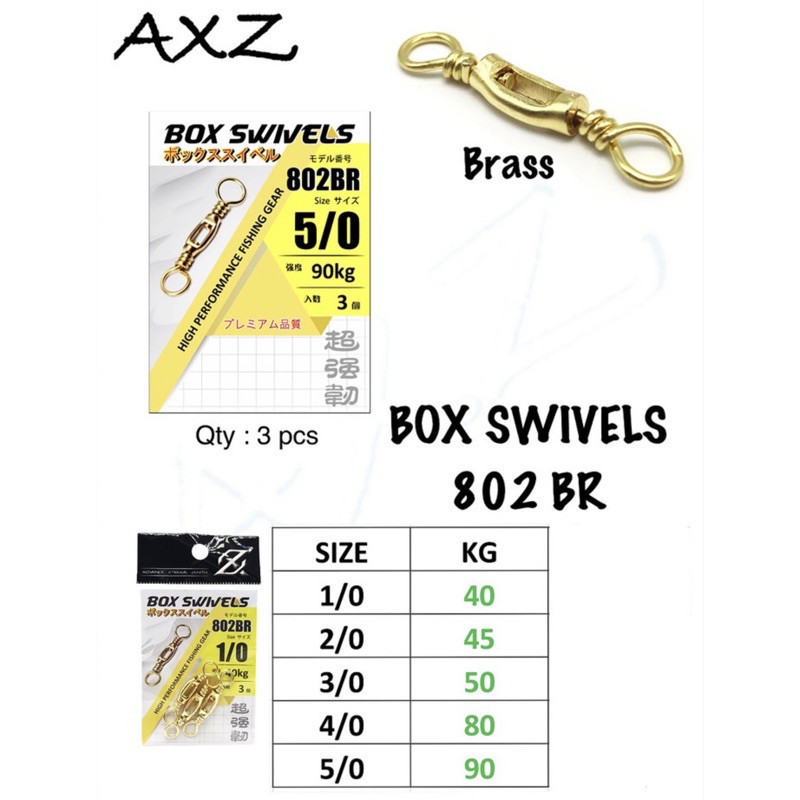 Box Swivels AXZ | Size : 1/0, 2/0, 3/0, 4/0, 5/0