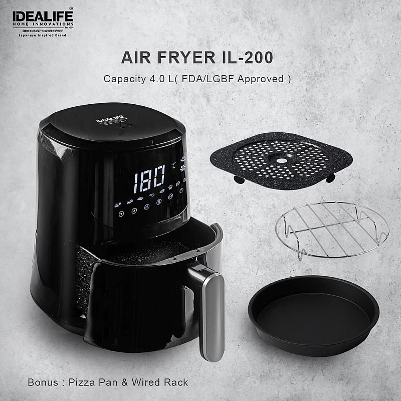 IDEALIFE Air Fryer IL-200 Penggorengan Tanpa Minyak Low Watt