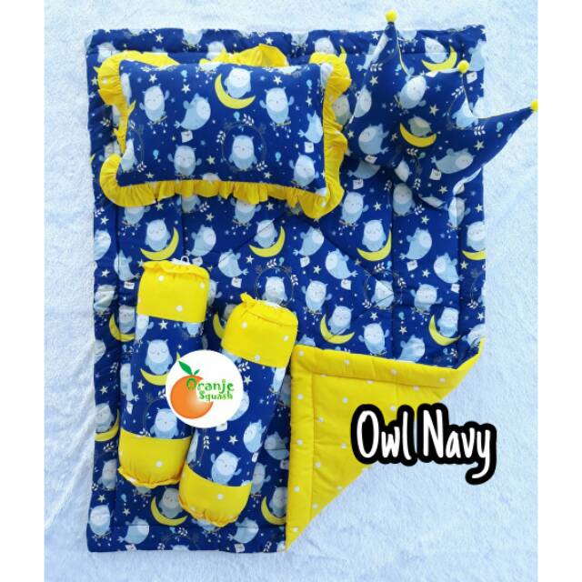 bedcover bayi motif owl navy