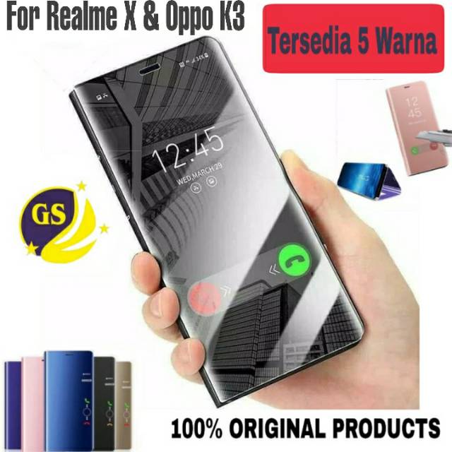 FLIP COVER CASE CLEAR VIEW MIRROR STANDING OPPO REALME X / K3