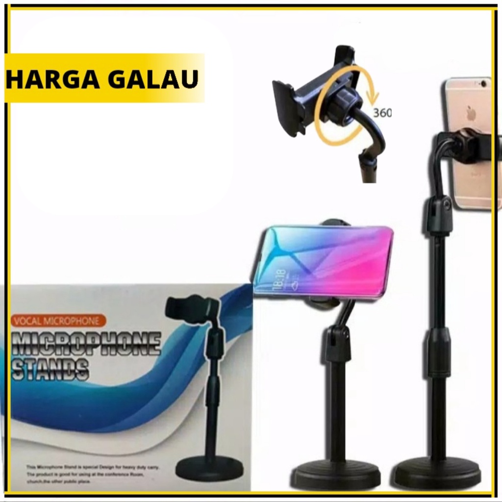 Mobile Phone Bracket live | Stand Holder Hp | Tempat handphone di meja horisontal vertical 360 Bisa Atur Tinggi dan Arah Ponsel