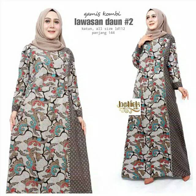 Cuci Gudang Gamis Kombi Lawasan Daun/gamis Batik/gamis Lawasan/batik Lawasan/1807 n30gLmCzgKnGw