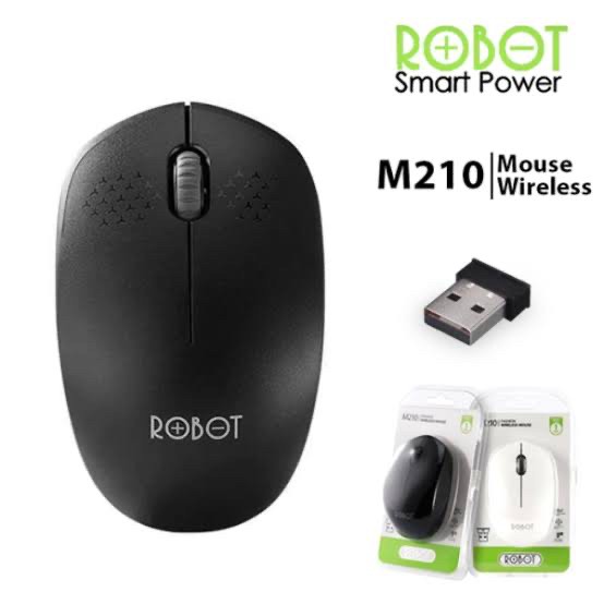 Robot M210 2.4G wireless optical black usb mouse garansi resmi