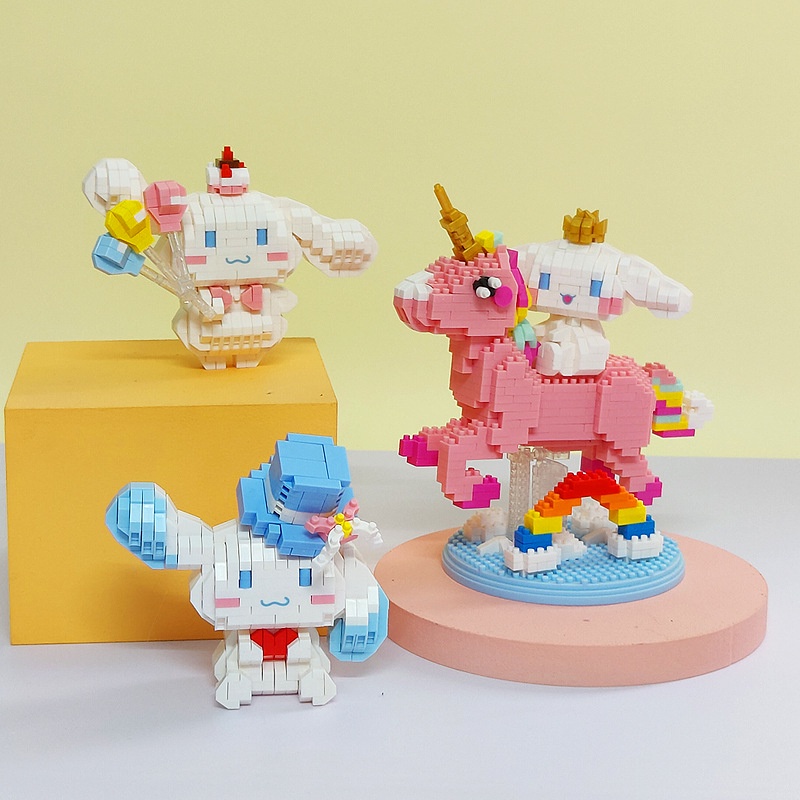 Mainan Balok Cinnamoroll Edukasi Karakter Kartun Mainan Anak DIY 3D Puzzle Brick Mini Nano Block