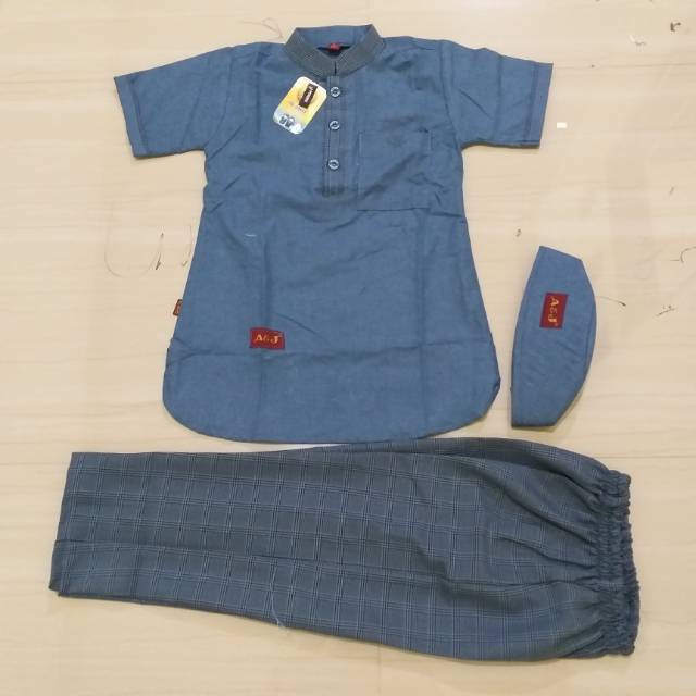 BIRU TUA / NAVY - BAJU KOKO ANAK PAKISTAN KOTAK AJ A&J AL JAMI CIREBON JAWA BARAT