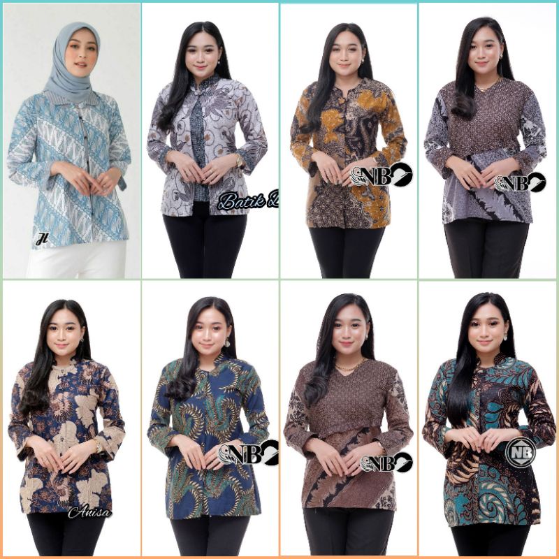 tey-17 Batik wanita ASJ SA HRB026 Kenongo Kemeja Tosca Pendek