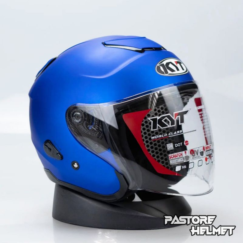 Helm KYT Kyoto R Solid Blue Doff / Kyoto Biru Doff / Half Face Original KYT