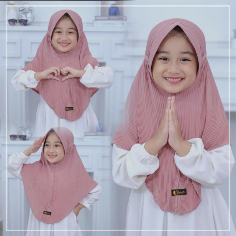 jilbab plisket anak polos 3-6thn