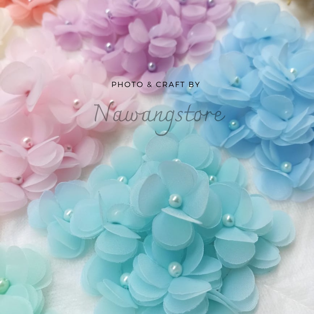 aplikasi bunga organza/ bunga aster /3cm &amp; 4cm/5K-1me /kebaya/brukat/brides/payet