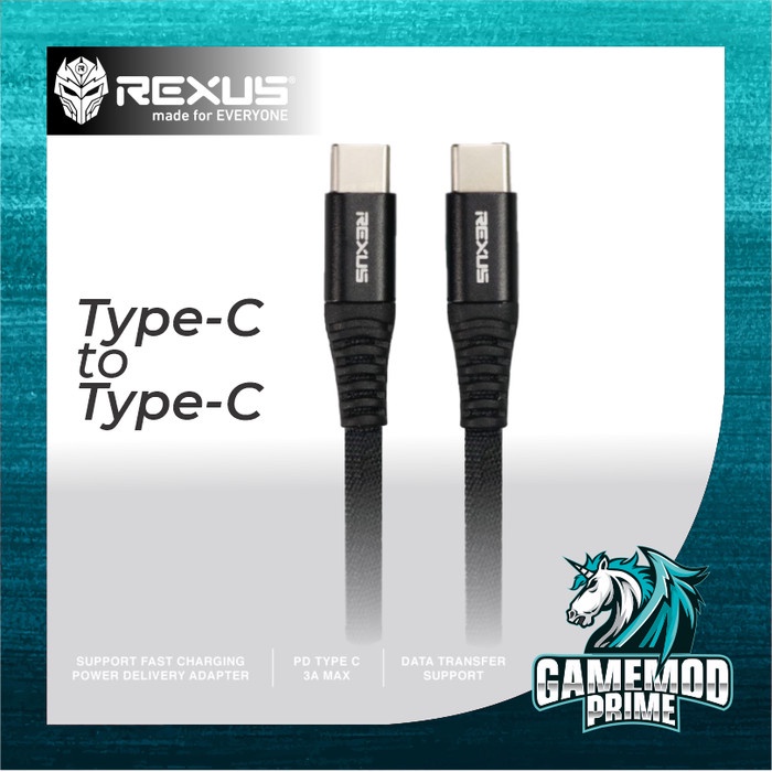 Rexus Kabel Data CB160P 1M Type C to Type C PD Fast Charging 60W 3A