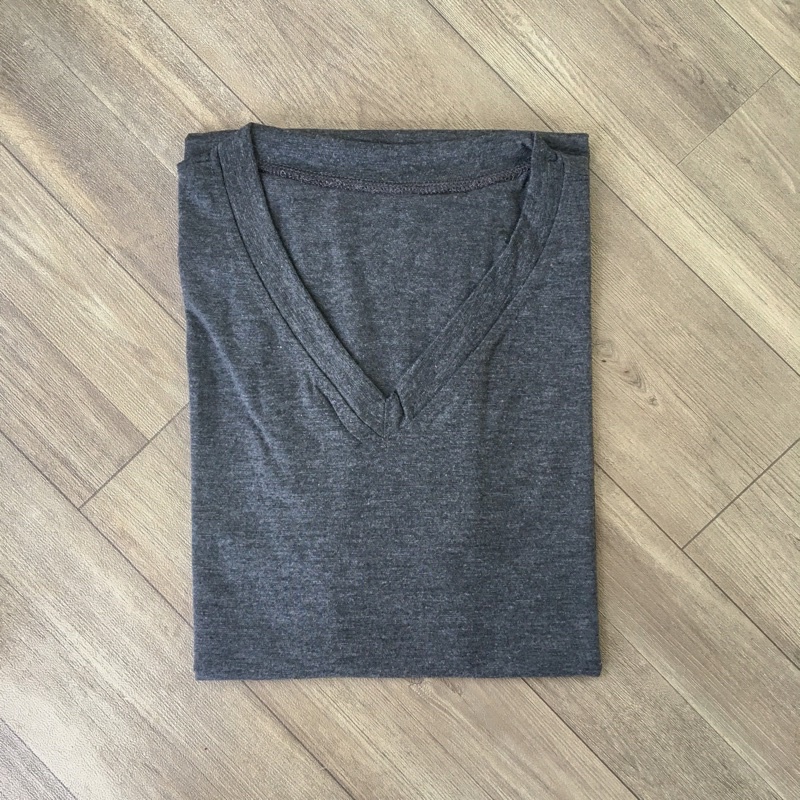 [COD] Kaos polos wanita lengan pendek Oversize Jumbo Murah V neck - by.Nyaman_Kaosan-*Pendek , Dark grey