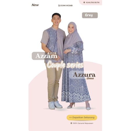 Azzura dress dan Azzam Koko by Gimi Hijab/ Baju Couple/ Couple Muslim/ Gamis motif/ Koko Motif / one