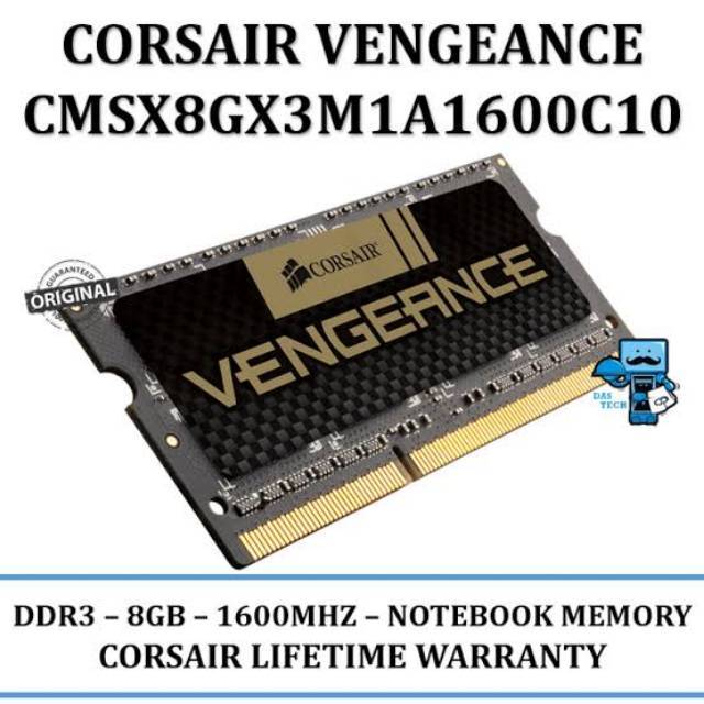 Ram laptop Corsair vengeance 8gb ddr3 1600mhz