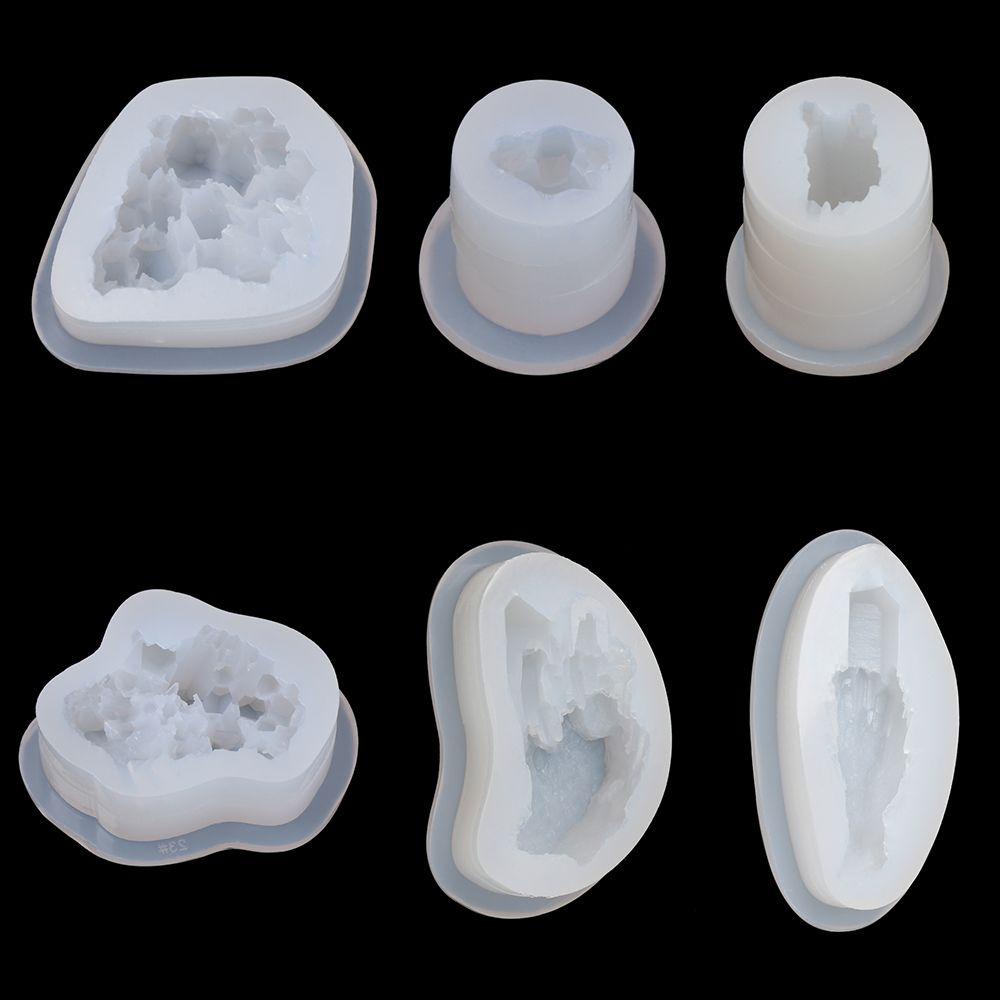 Suyo 1pc Cetakan Resin Handmade Bentuk Batu Kristal 3D Bahan Silikon