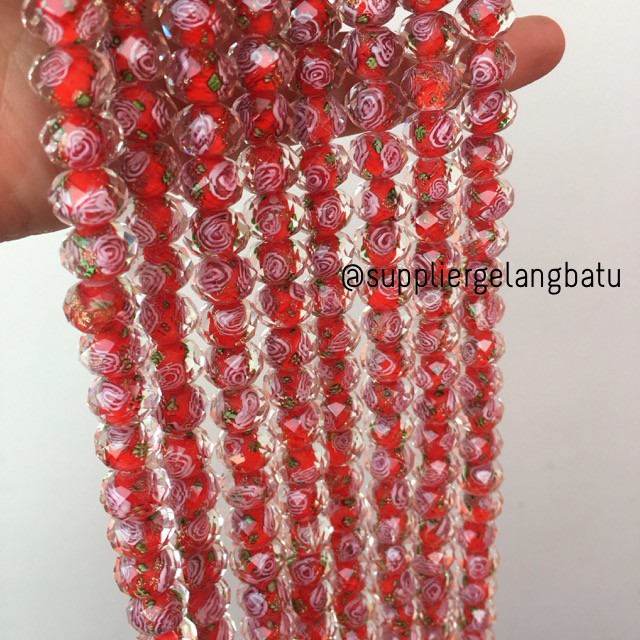 Lampwork kristal Murano 14x12mm bahan crystal ceko mawar merah premium aksesoris premium supplier