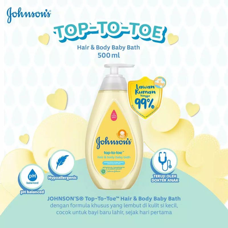 Johnson's Top-To-Toe Hair and Body Baby Bath 500ml