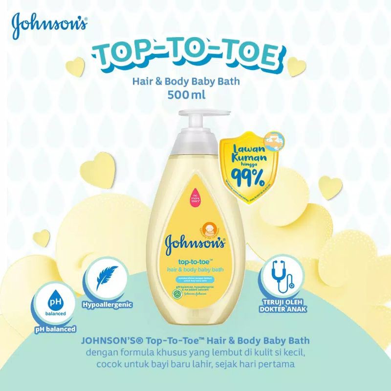 Johnson's Top-To-Toe Hair and Body Baby Bath 500ml