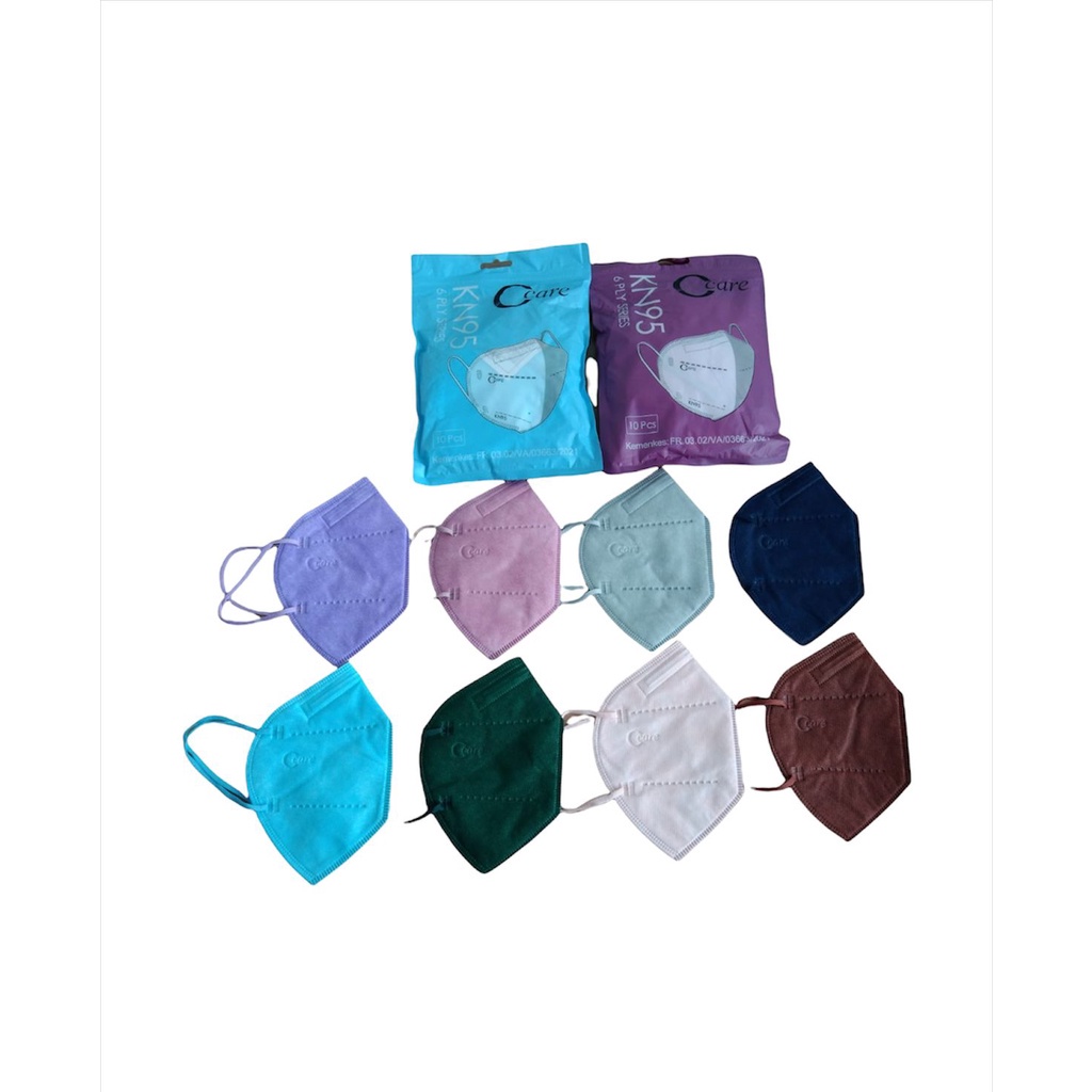 Masker KN95 C Care Series Hitam Putih Warna Warni Box dan Non Box 6PLY 6Lapis ISI 10pcs