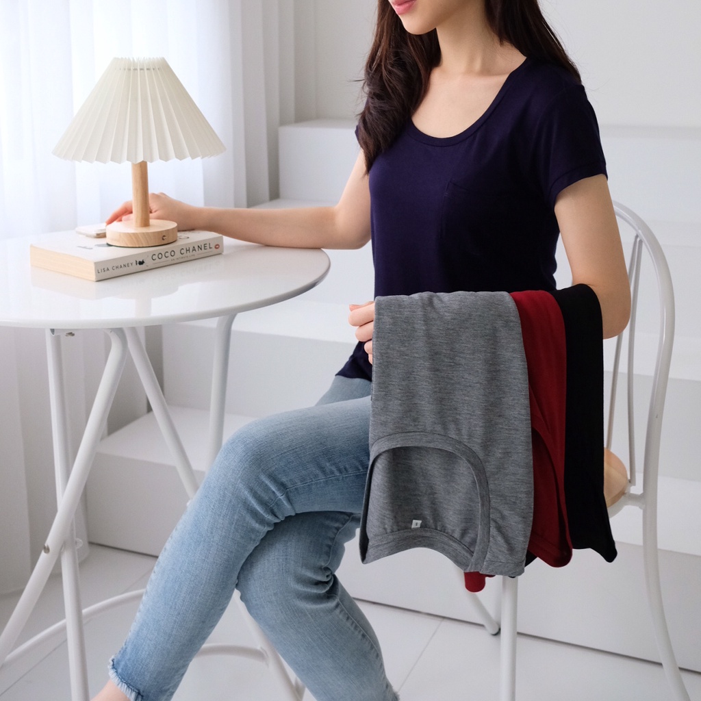 Kadaka T-0409 Tshirt Kaos Wanita Rayon Detail Pocket