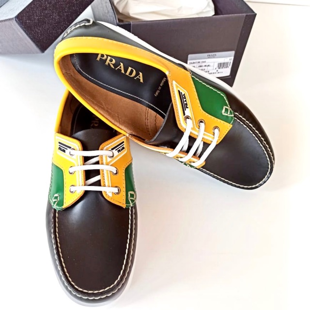 Prada Original-Sepatu Prada Calzature Uomo Nero+Soleil