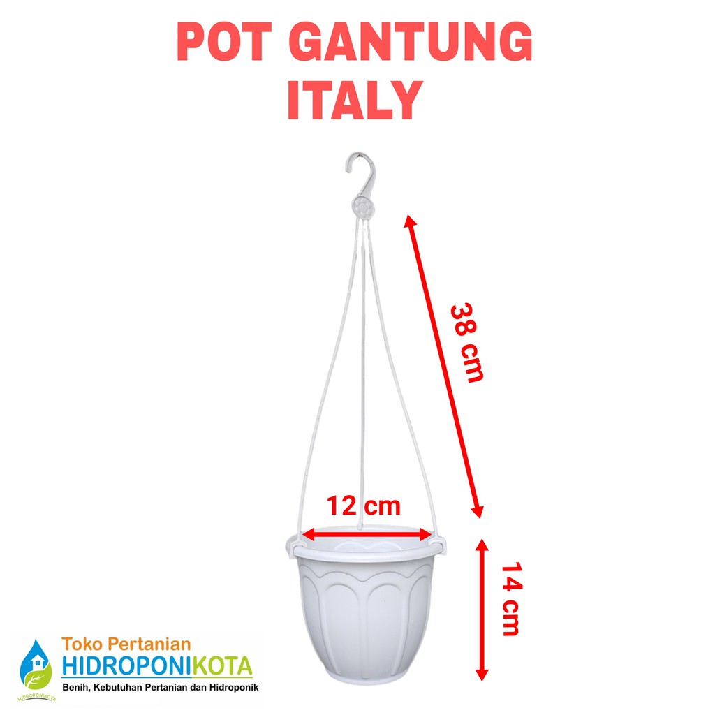 SUSAN - POT GANTUNG ITALY 20 putih - pot bunga gantung - pot tanaman - pot bunga - pot plastik