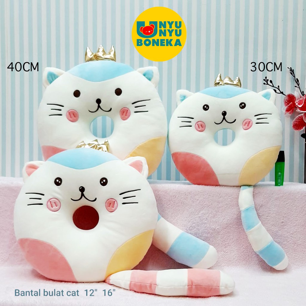 Boneka bantal bulat Cat import 40CM donut kursi kantor mobil bantal duduk kursi sandaran kucing