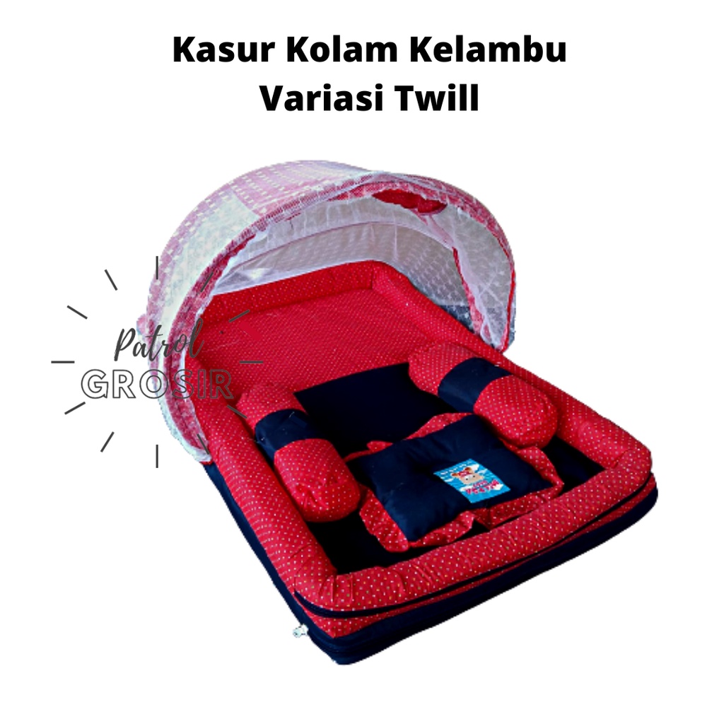 KASUR KOLAM KELAMBU TWILL VAREASI SET BANTAL GULING