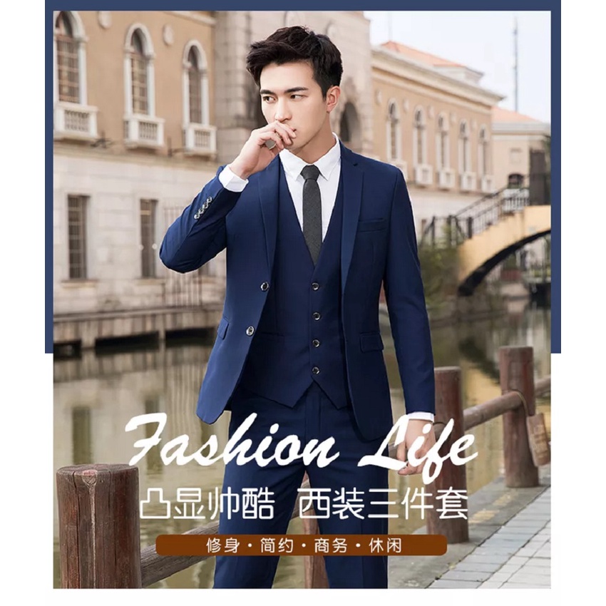 SETELAN BLAZER SLIMFIT PRIA WARNA NAVY LENGKAP 5IN1 ORIGINAL NIKAYU - SETELAN BLAZER FORMAL PRIA SLIMFIT FULL NAVY KANCING 2 EXCLUSIVE TWIST