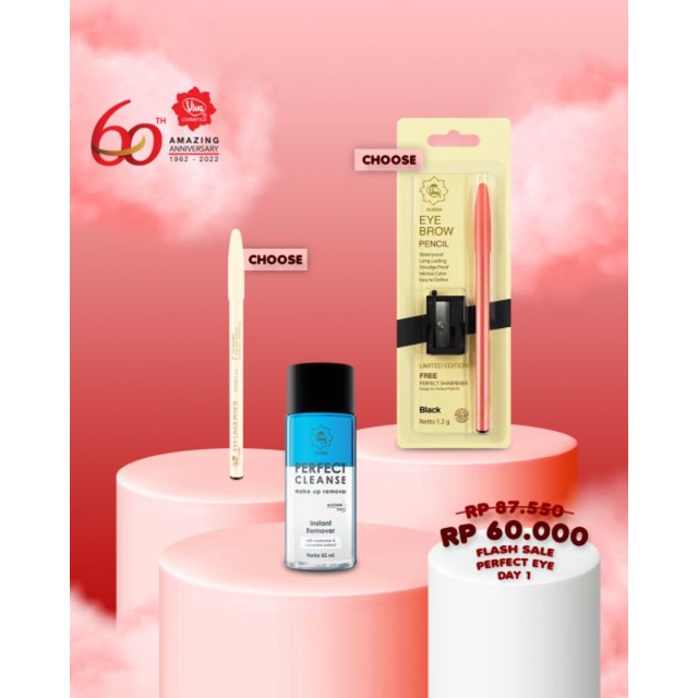 Paket 1 Viva Perfect Cleanse Make Up 1 Eye Liner Pencil 1 Eye Brow Pencil