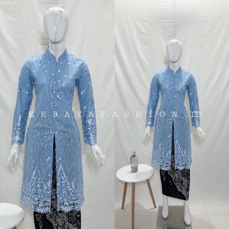 Kebaya Tunik Kerah Sanghai Kombinasi Payet / Kebaya Tunik tile  / Kebaya Modern / kebaya Pesta / Kebaya Ibu Besan