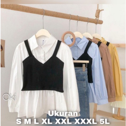 OKI BLOUSE JUMBO SIZE S  M L XL XXL XXXL 5L / BLOUSE WANITA STYLE KOREA JUMBO / ATASAN WANITA KOREA 