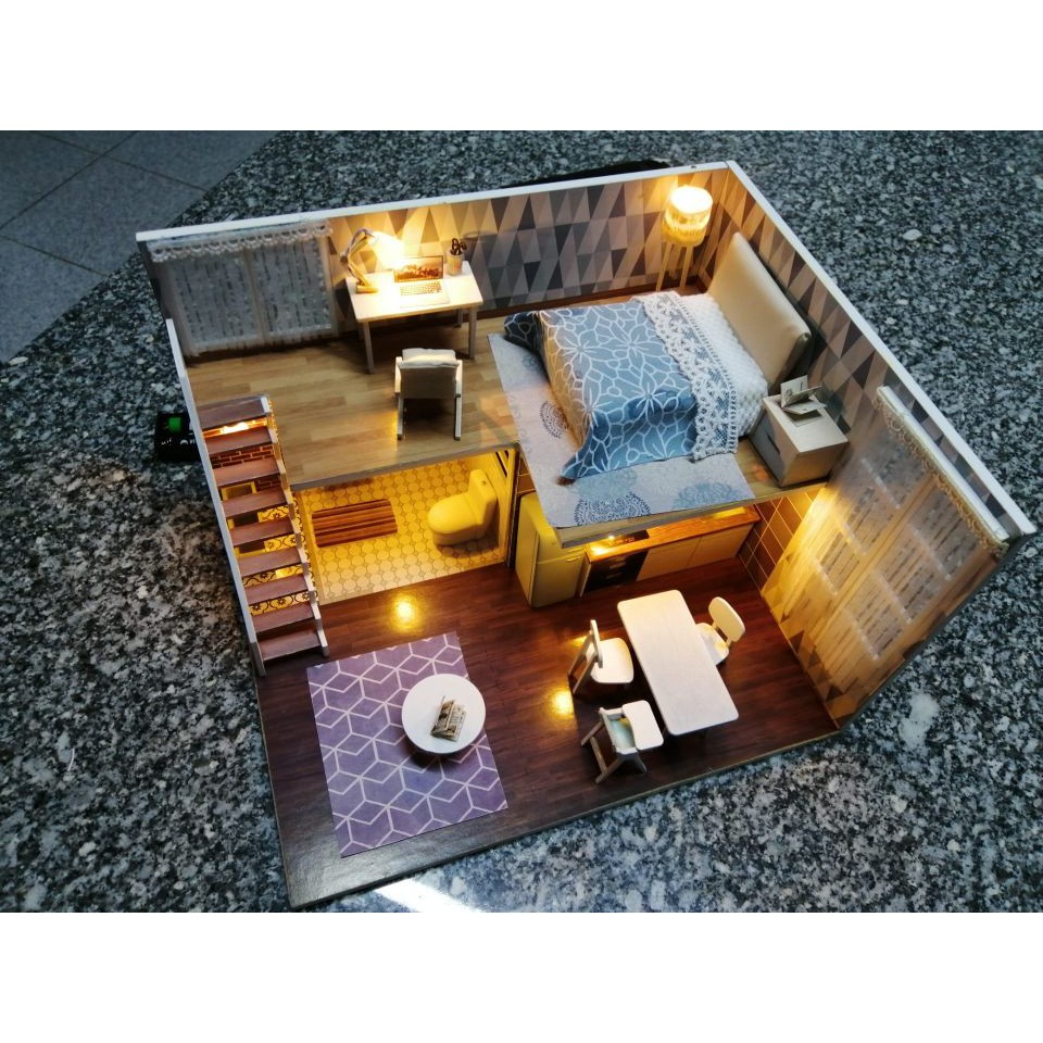 Miniatur Rumah Boneka DIY Lucu Rumah Rumahan Barbie Mainan Anak Perempuan Wooden Doll House Unik