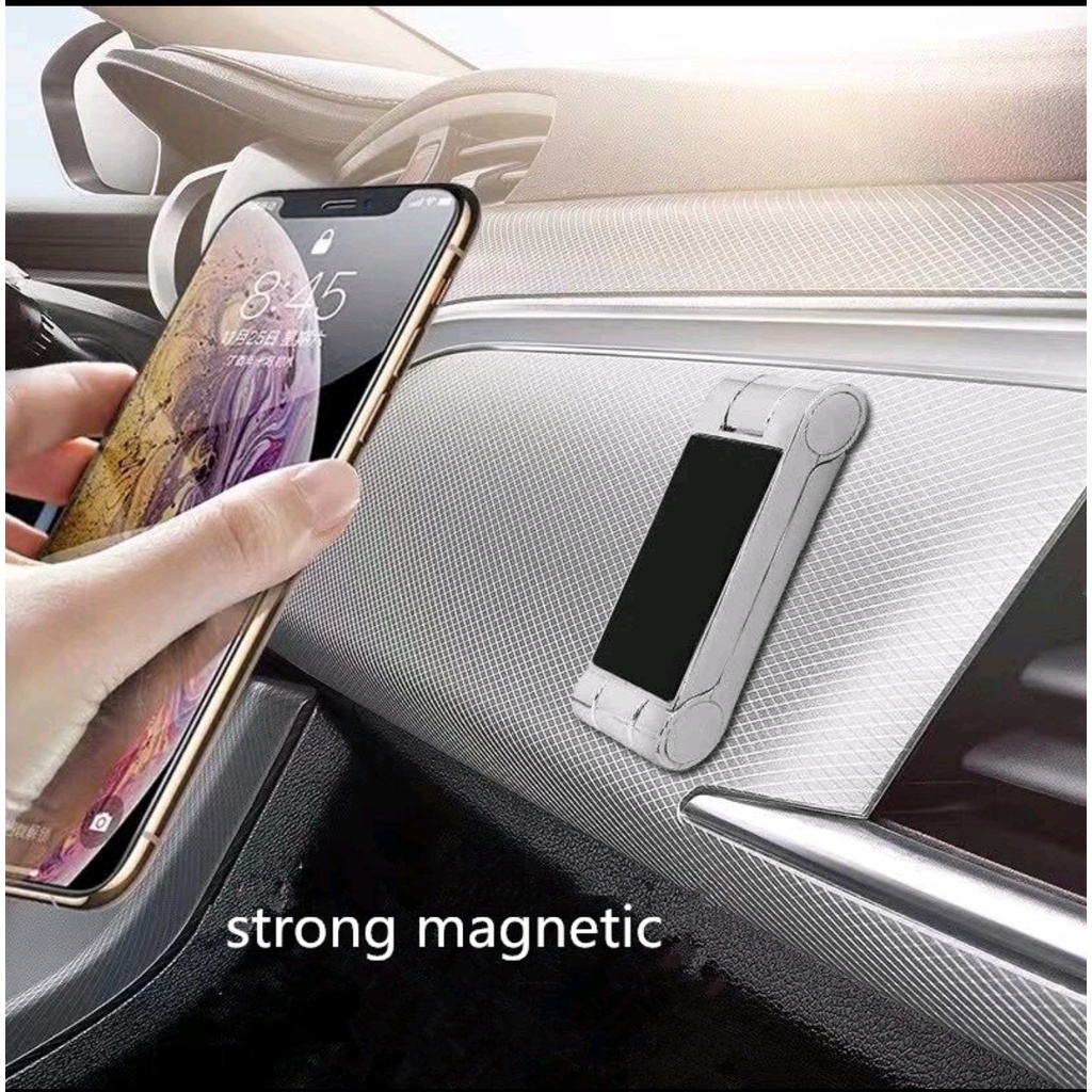 Car Metal Magnetic Phone Holder HP Besi Lipat Dashboard Mobil 360°