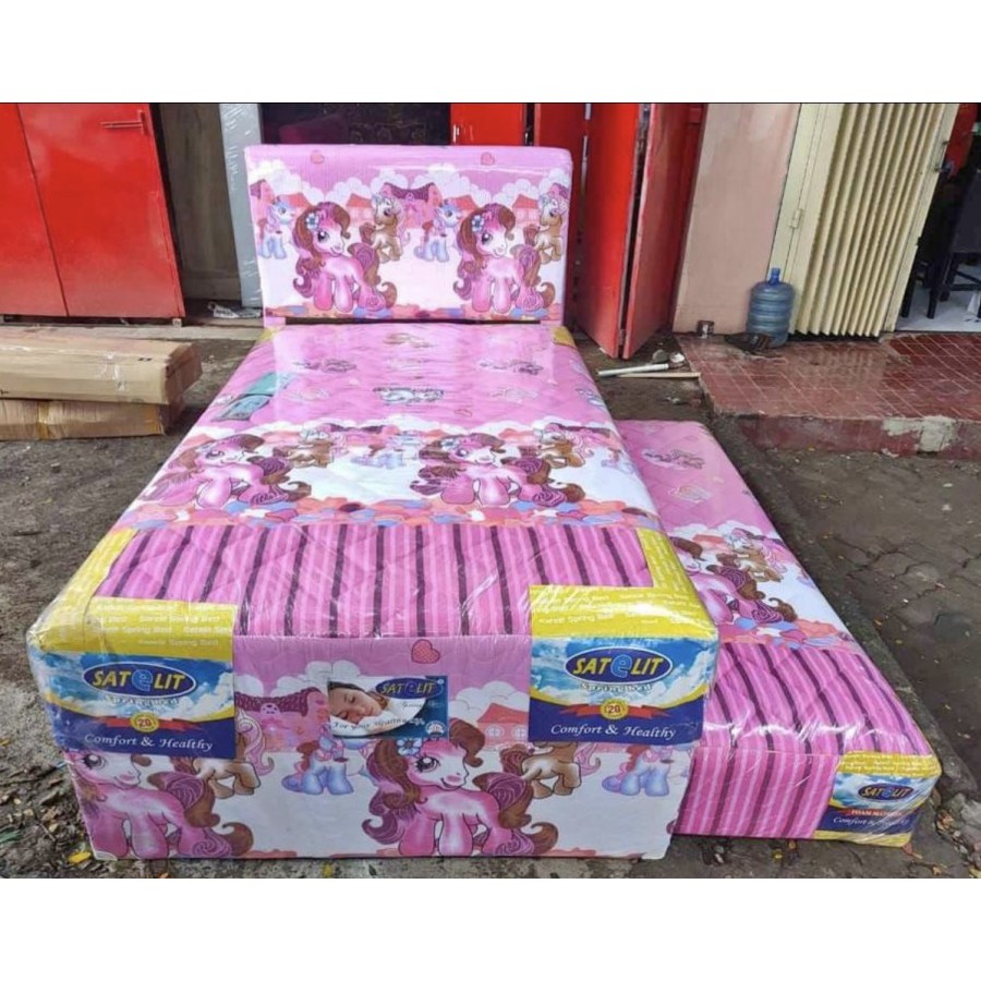 2 in 1 springbed anak satelit susun dorong ready makassar murah promo matras susun bed