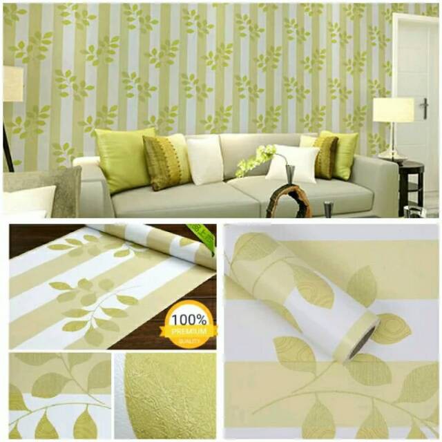 Wallpaper Sticker Dinding DAUN SALUR HIJAU WPS189 Stiker Kamar Ruang Tamu Dapur Rumah Murah Alhakim