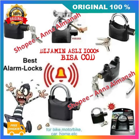 [BISA COD] PROMO Gembok Alarm Anti Maling Gembok Alarm Padlock 100% ASLI ORIGINAL