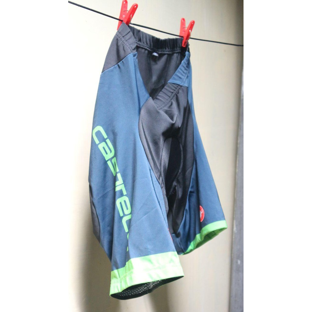 MURAH Celana Sepeda Bike Short CASTELLI Black Green Size M Bukan BIB Short