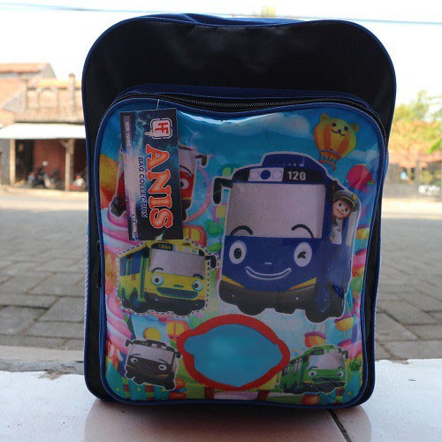 Tas Ransel Sekolah Anak Anak Tk PAUD Little Bus Kecil Warna BIru Cute Baus