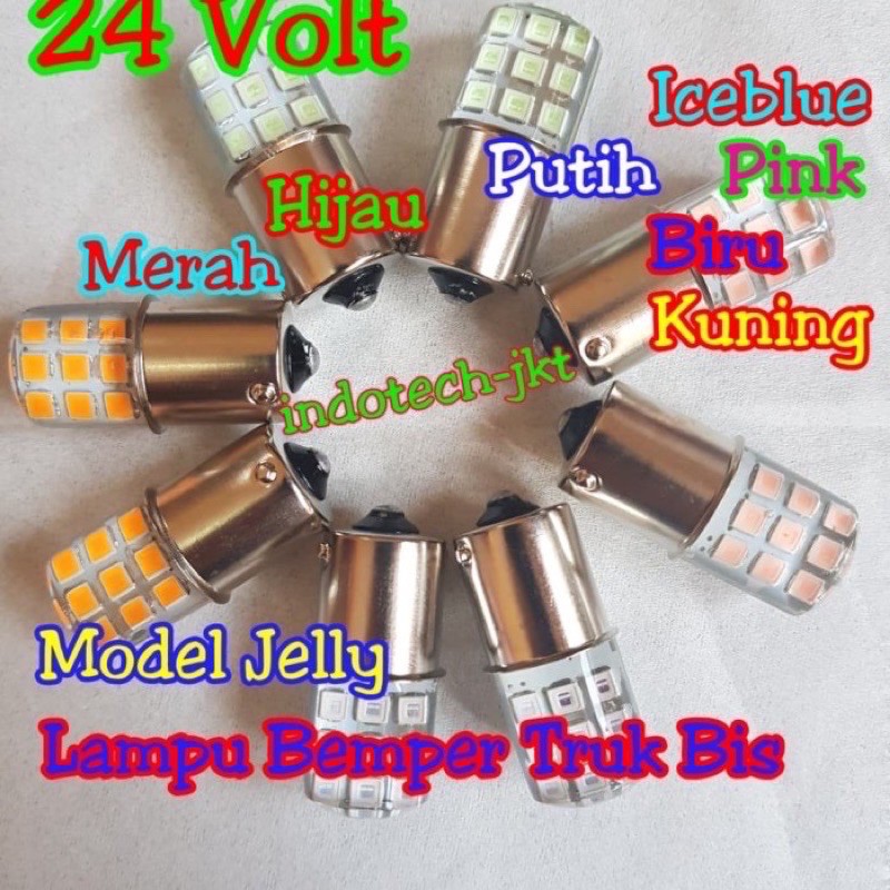 24 Volt Bayonet Kaki 1 Lampu Bemper sein Truk Bis 18 Led Nyala kedip JELLY