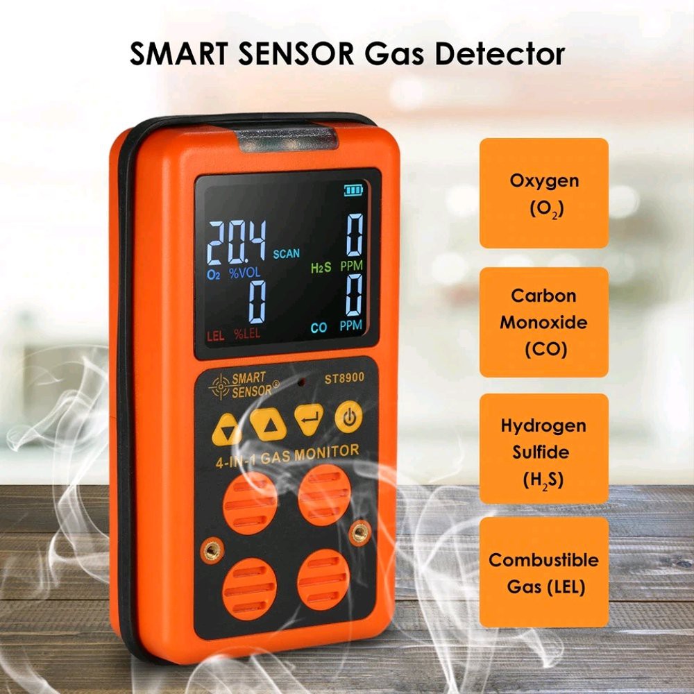Jual Digital Gas Detector 4 in 1 O2 H2S CO LEL Monitor Industrial Gas